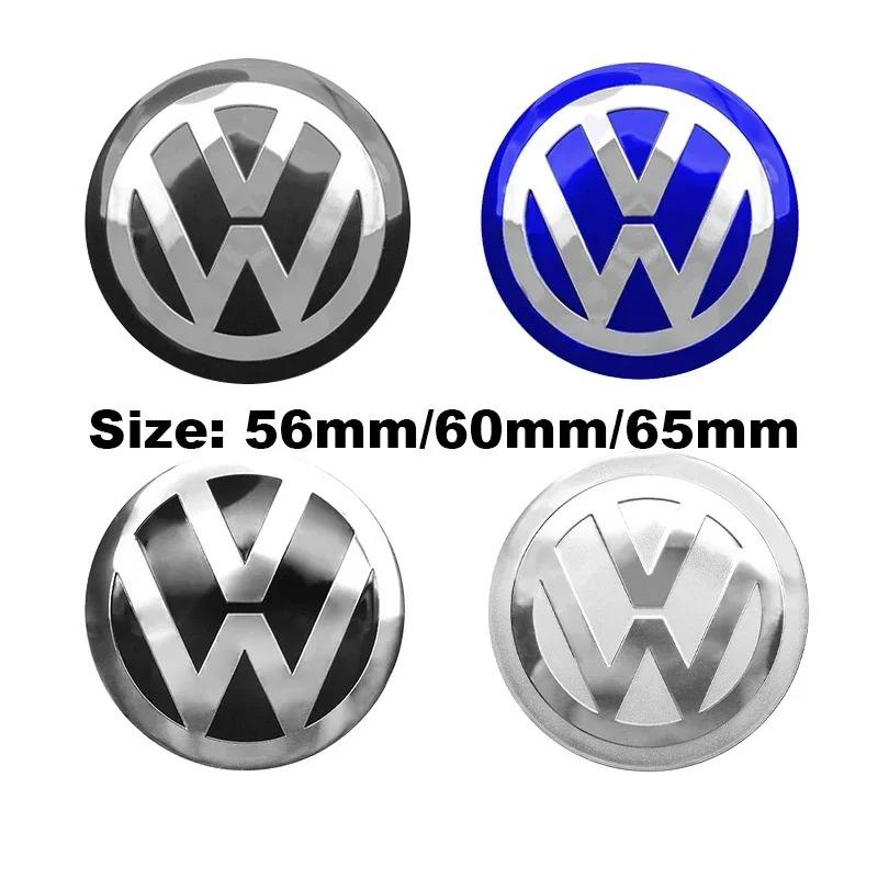 For VW 4Pcs 56mm 60mm 65mm Car Wheel Center Hub Cap Stickers Emblem Decals For Volkswagen VW Golf Polo GTI Tiguan Jetta Passat Scirocco
