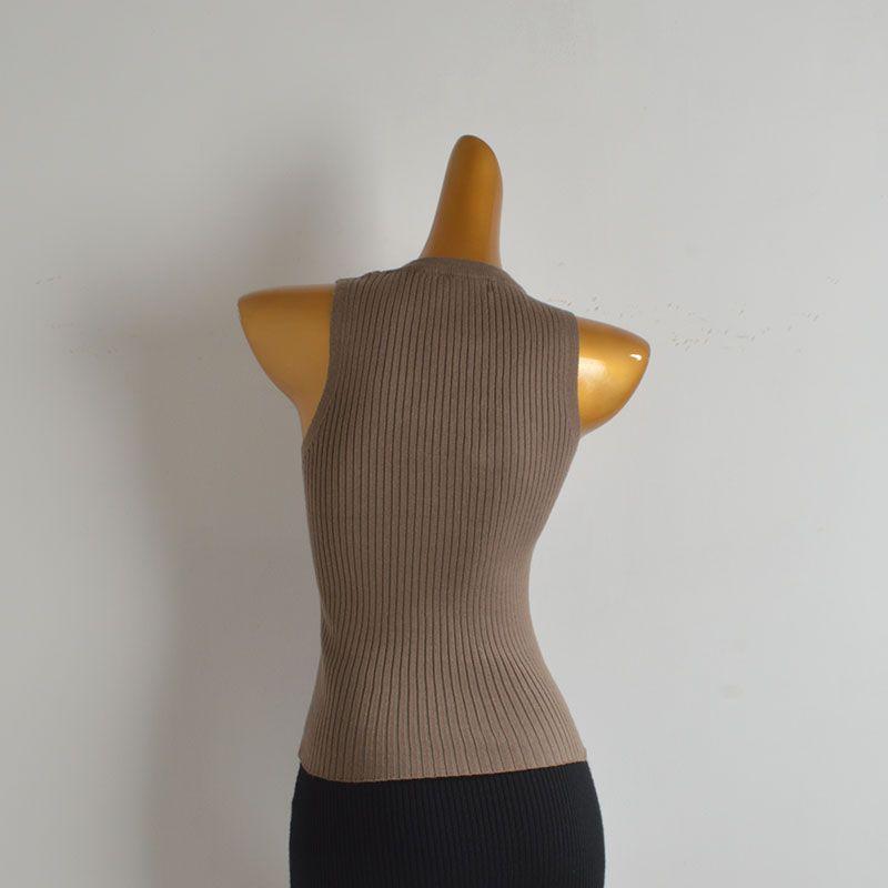 American Sexy Sexy Cutout Metal Label Knitting I-Shaped Camisole Women's Clothing Stylish Slim Fit Versatile Top