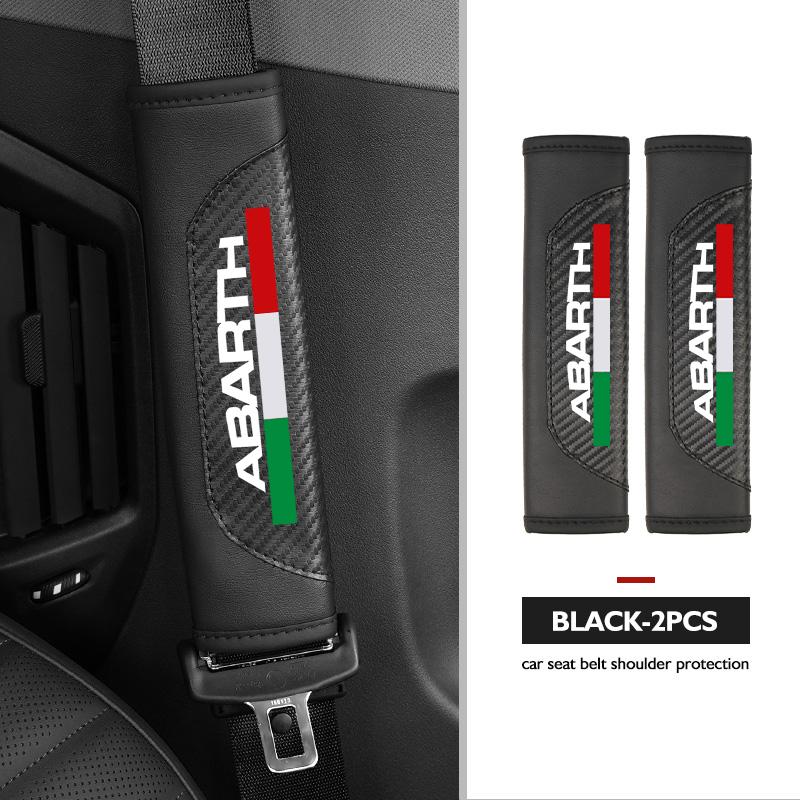 For Abarth Car Seat Shoulder Belt Cover Safety Belt Protector Pad Auto Interior Accessories FIAT 500 Doblo Tipo FR Panda Argo