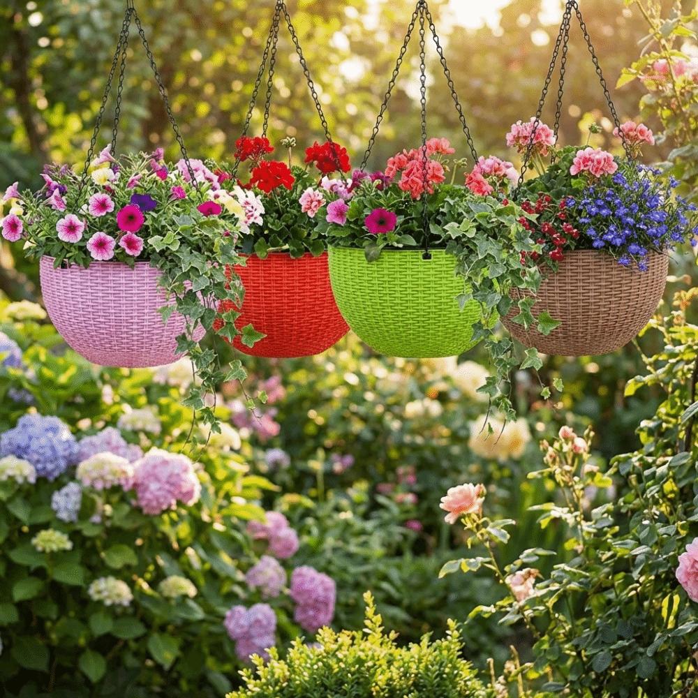 Stapelbarer Kunst rattan Hängekorb Europäischer Stil Makramee Pflanzenaufhänger Garten