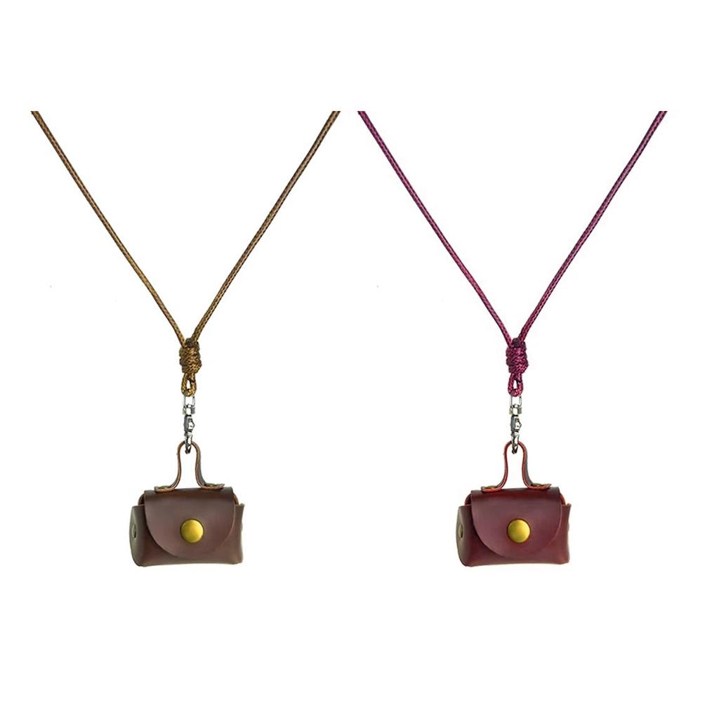 Vintage Robuster Leder-Halsbeutel zur Aufbewahrung von Kopfhörern und Münzen Kleine Lange Designs für Modische Frauen Damen