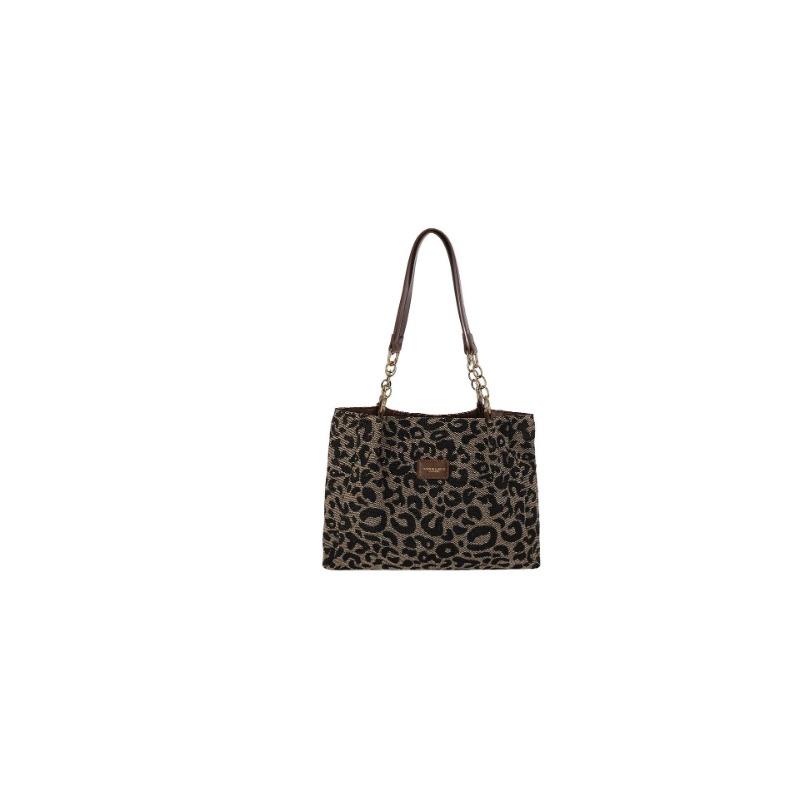 Women's bag retro casual leopard print shoulder armpit bag large capacity tote bag trendy women's backpack