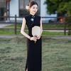 Embroidery black sleeveless national style new Chinese style Suzhou long cheongsam improved young 1011 new women's high sense