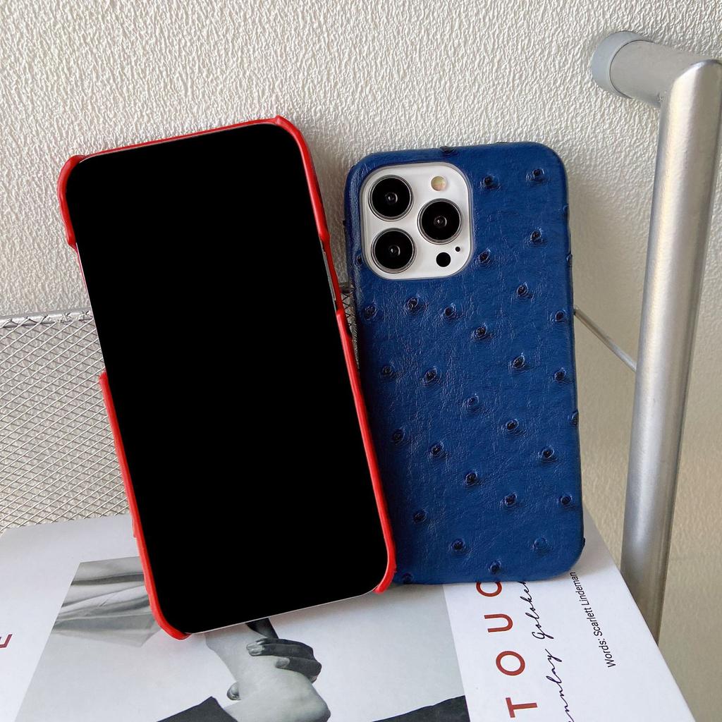 Applicable To Huawei Mate40Pro Ostrich Pattern Mobile Phone Case Apple 17ProMax Sticker Half Pack Mobile Phone Case 15