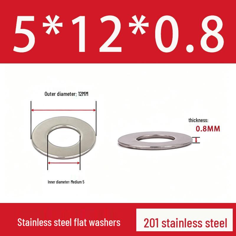 201 Stainless Steel Rust-proof Flat Washer - National Standard Hardware Fasteners with Complete Specifications, In Stock.