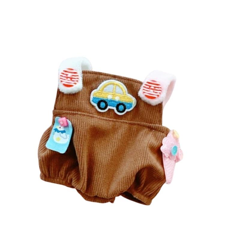 20cm Cotton Doll Plush Toy With Interchangeable Outfits White Car Overalls