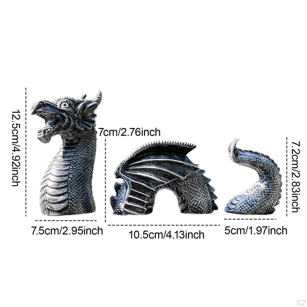 Three Section Dragon Sculpture Garden Statue Gift Decoration Vinyl Figurine Landscape Ornament for