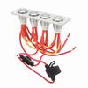 4 Gang Switch Panel Blue Light DC 12V 16A Stainless Steel Button Switch for RV Boat
