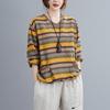 Casual Striped Women Sleeve Loose All-match Pockets Tops T-Shirts