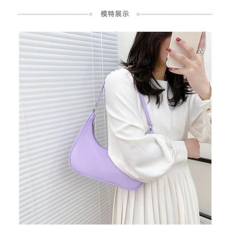 Korean version of nylon underarm bag women's new trendy dumpling bag high-end sense solid color shoulder bag lightweight small satchel