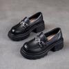 The first layer of cowhide loafers women's 2025 spring new leather retro one-pedal platform muffin single shoes women's shoes