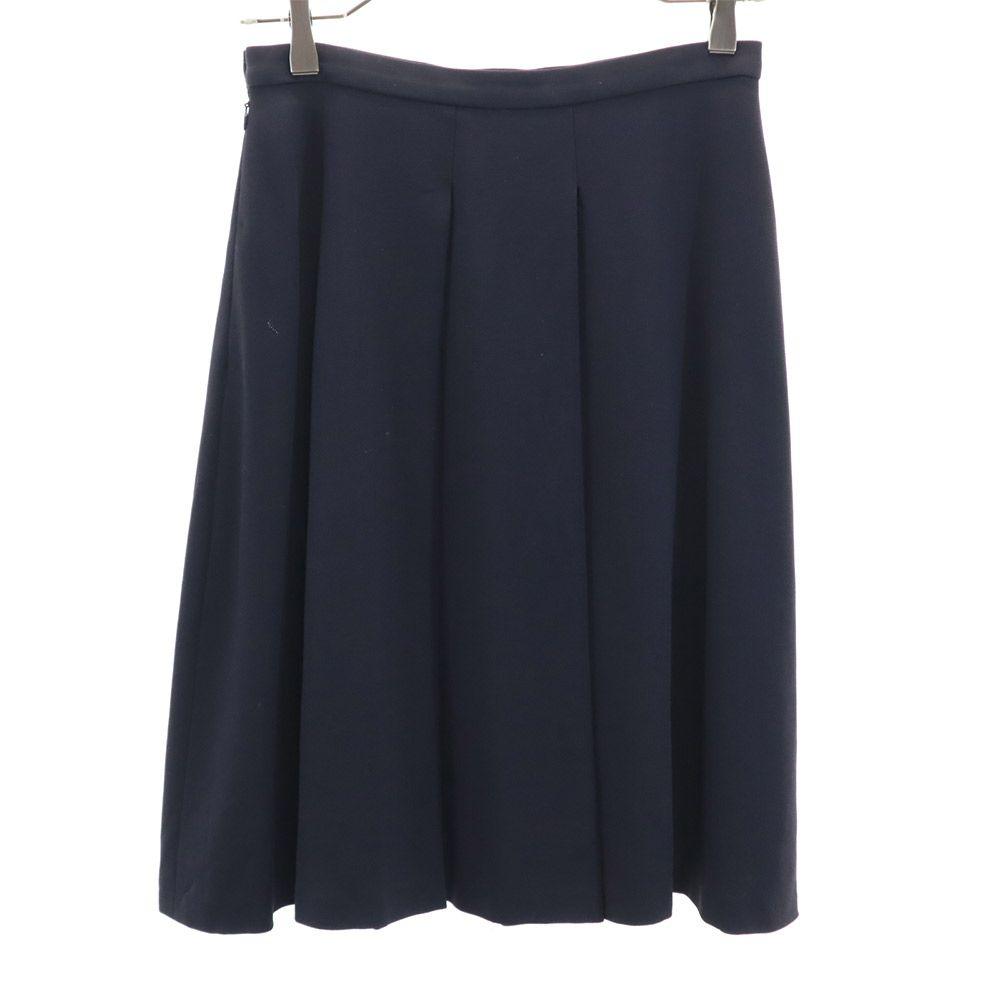 GIORGIO ARMANI 90s Italian Wool Old Midi length flare skirt 40 Navy Women Used