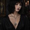 Punk Lariat Y Necklace, Gothic Bat Pendant Necklace, O Ring Long Necklace, Adjustable Slip Chain Necklace Jewelry Gift for Women