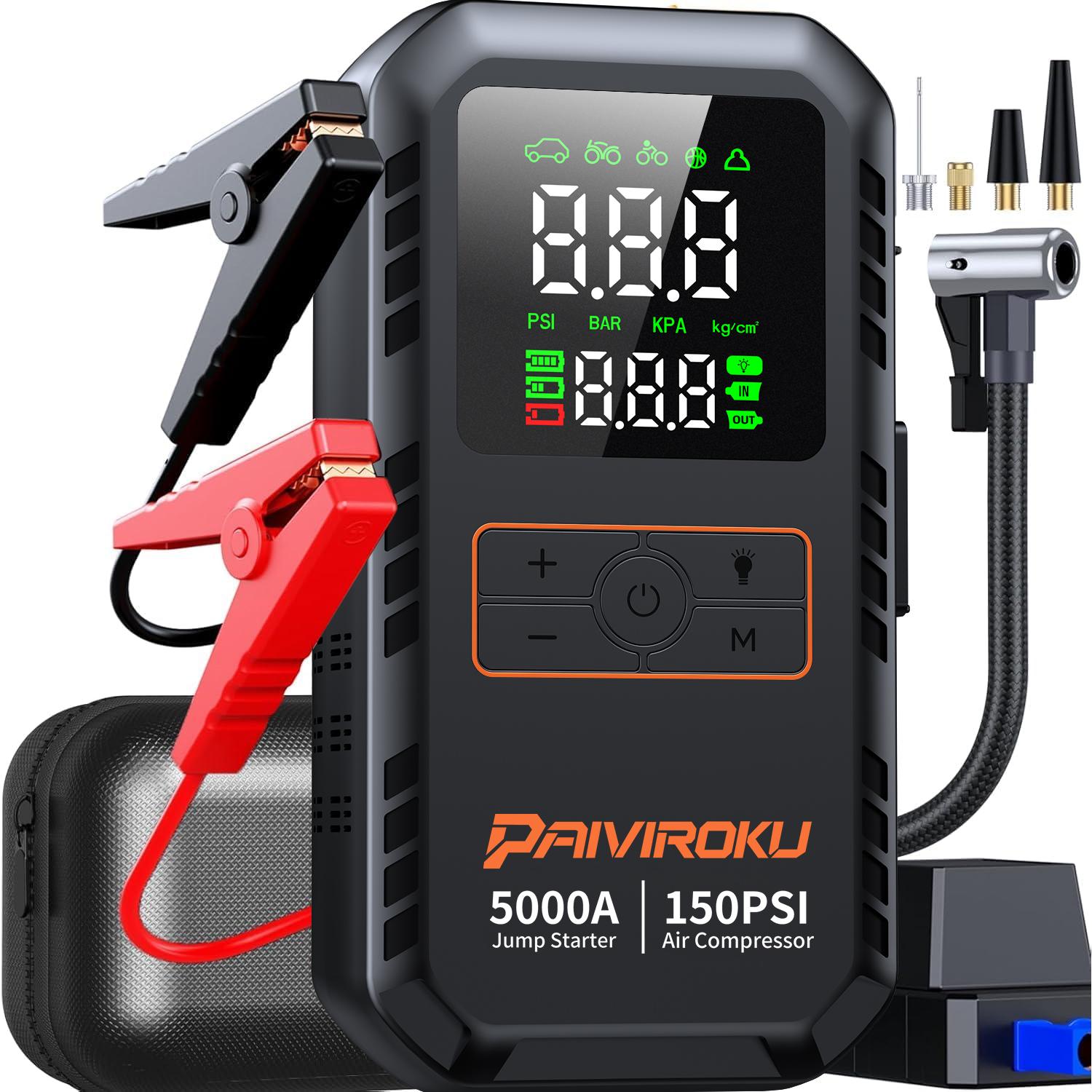 Jump Starter with Air Compressor 3500A Jump Starter 150PSI Air Pump Multifunctional Tire Inflator Power Bank Lighting for Car QY03