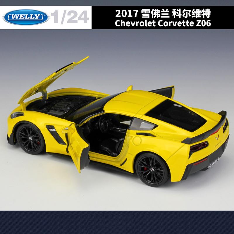 WELLY 1:24 Chevrolet Corvette Z06 2017 Alloy Car Diecasts & Toy Vehicles Car Model Miniature Scale Model Car Toy For Children