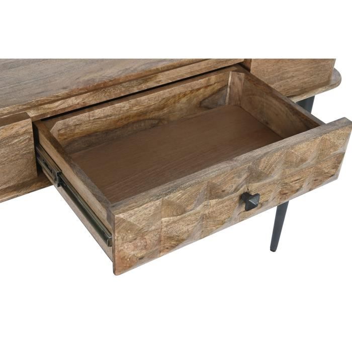 Console - Naturel - Noir - Métal - Bois de manguier