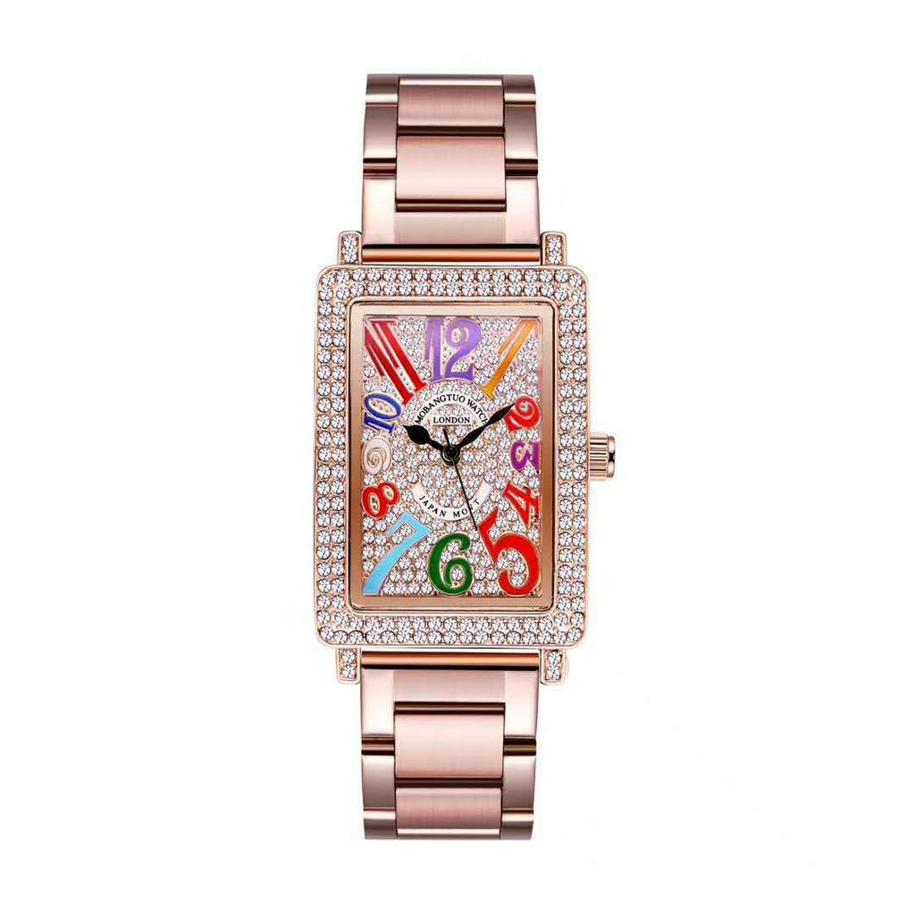 Watch Ladies Fashion Retro Steel Belt Digital Rectangle Bracelet Tide Diamond Watch
