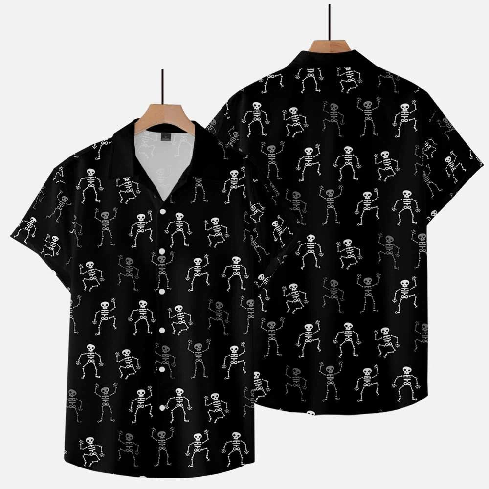 Men s and Women s Shirts Summer Fashion Skull Pattern Printed Short Sleeve Casual Outdoor Men s Clothing Blouse S