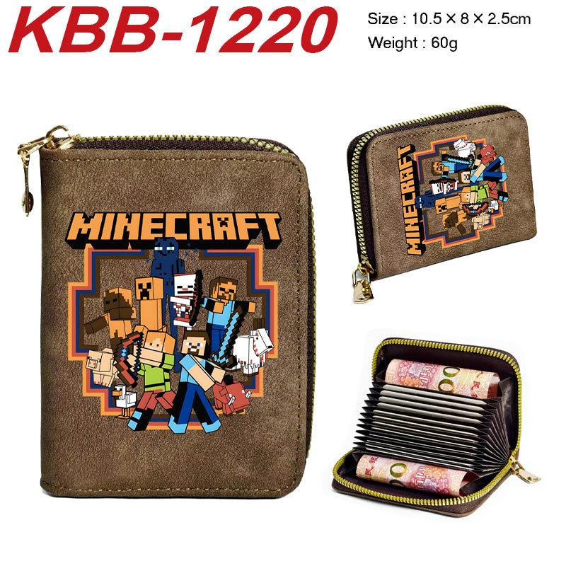 Minecraft Accordion Card Wallet Multi-Slot Zip Coin Purse Durable Large Capacity ID Holder 1pcs