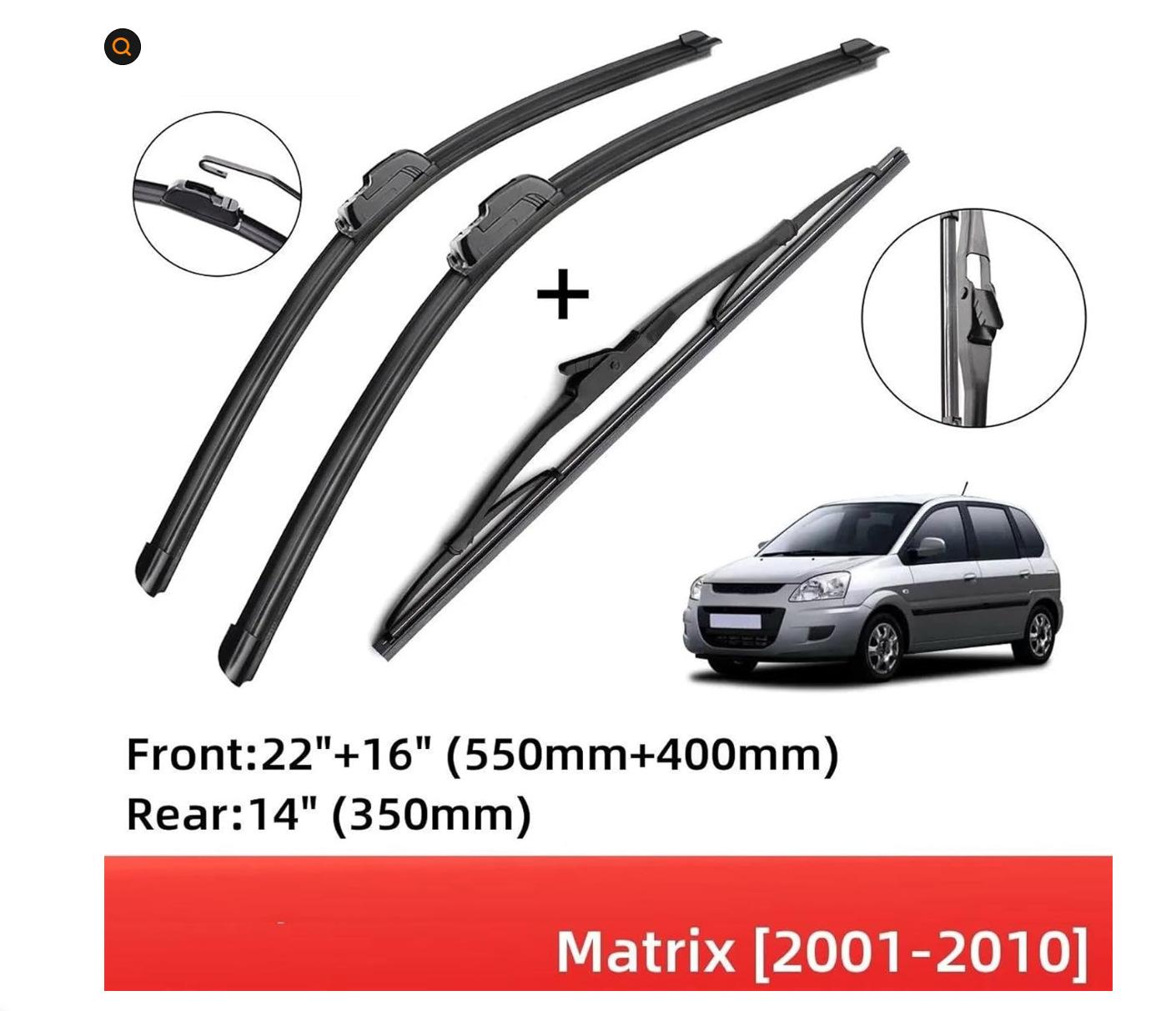 

Для Hyundai Matrix 2001-2010 Передние и задние щетки стеклоочистителя Щетки стеклоочистителя Стеклоочистители Matrix 2001-2010 22 inch + 16 inch + 14 inch