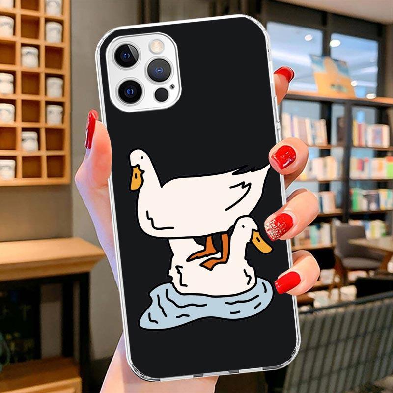 Cartoon Duck Goose Game Cover Phone Case For iPhone 16 17 Air 15 14 Pro Max 16E Phone Case 13 Mini 12 11 7 SE 8 Print Pattern Fi