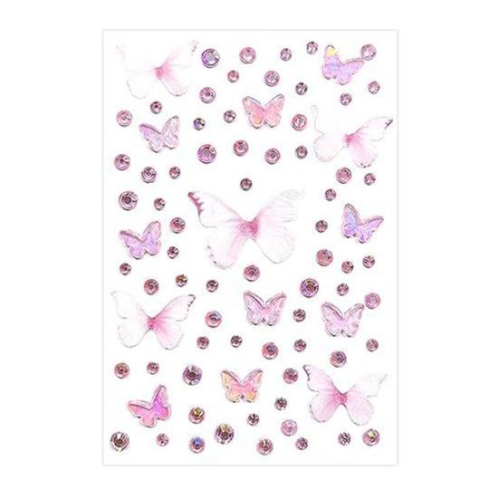 Cartoon Butterfly Rhinestone Face Stickers for Kids Self-Adhesive Gem Stickers for Stage Performance Makeup DIY Girl Dress Up Party Props