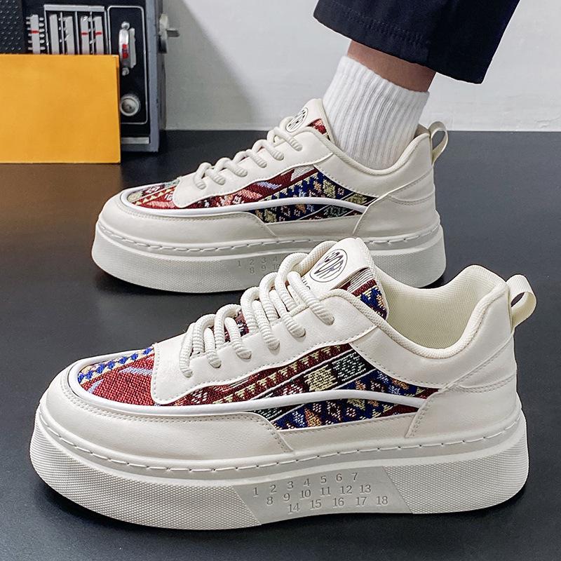 Men's Autumn Breathable Canvas Sneakers - Korean Trend, Thick Sole, Casual Sport Board Shoes