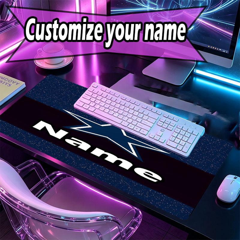 Custom Name Personalized Dallas Cowboys Pattern Mousepad, Laptop PC Desk Mat, Decorative Desk Mat for Home Keyboard Pad Gift