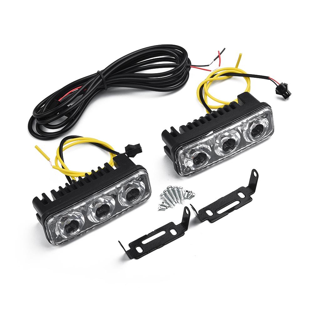 Set Daytime Running Lights Replacement Accessories Car Auto White+Amber