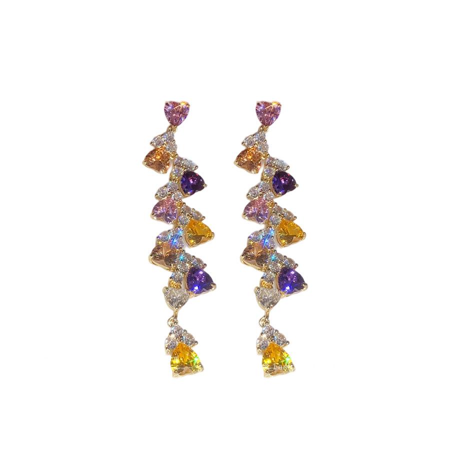 Silver needle zircon water drop flower earrings medieval vintage court style elegant earrings light luxury high-end earrings