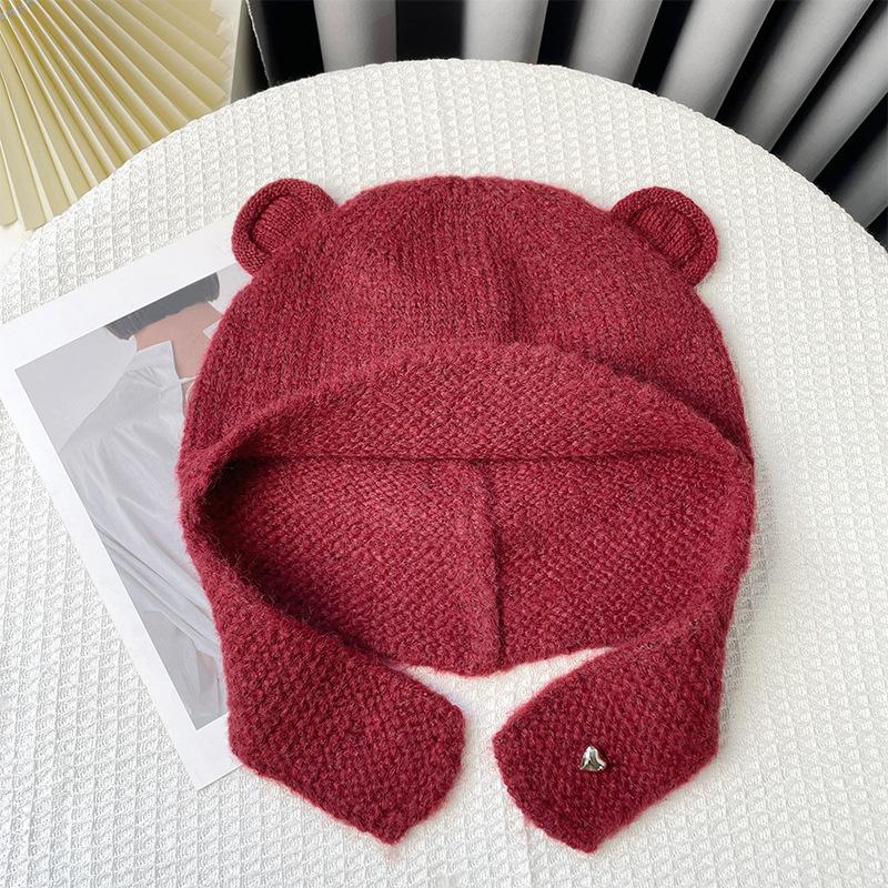 Knitted Woolen Hat for Women with Large Head Circumference Versatile and Face Friendly  Small Lei Feng Hat  Warm and Ear Protecting Hat Trendy