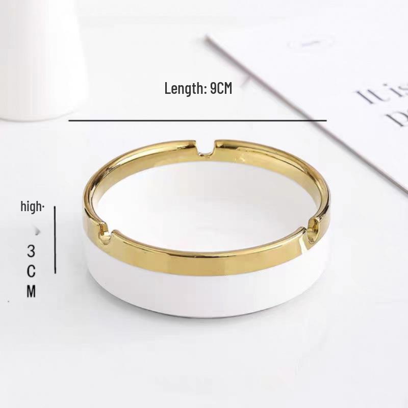 Elegant Ceramic Ashtray with Gold Trim for Hotels, Bars, Restaurants