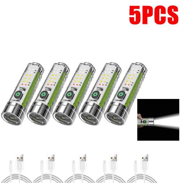 Multifunction Portable Powerful Spotlight Long Range Flashlight Type-C Keychain LED Lamp With Magnet Camping Uv Light Mini Torch