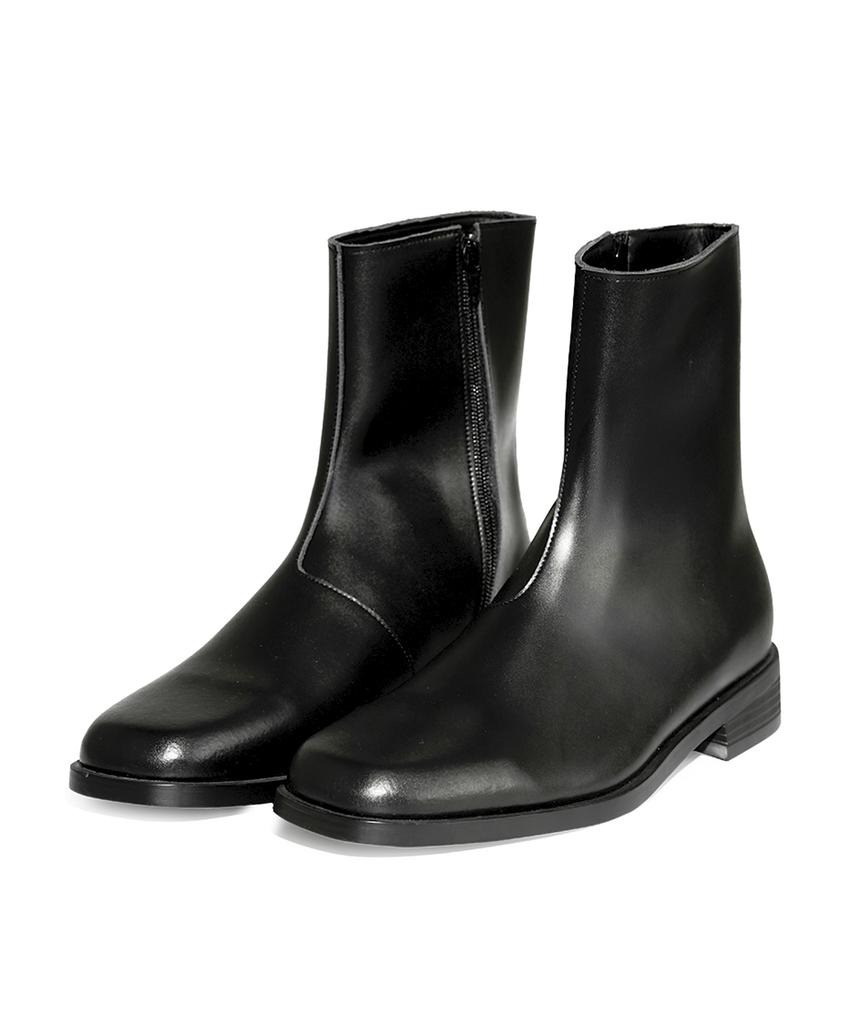 Customade Daniel Cowhide Square Toe Zipper Boots 4Cm (Cr0086Bk)