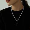 SILVER Chain with Cross Men' Diamond Italian Cross + FREE