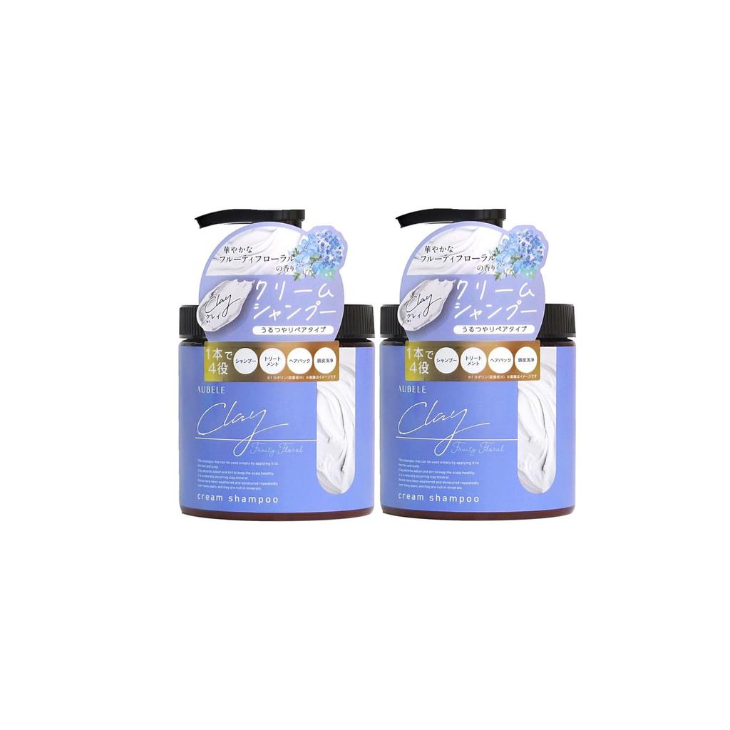 Clay Cream Shampoo, Fruity Floral Scent, 450g x 2, Treatment, Head Spa, Damage Repair