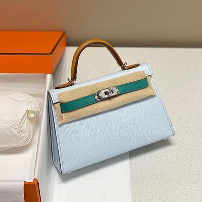 Haute Couture Palm Pattern KL Bag 25cm Second Generation Contrasting Color Half-hand Leather Shoulder Crossbody Bag Women's Mini