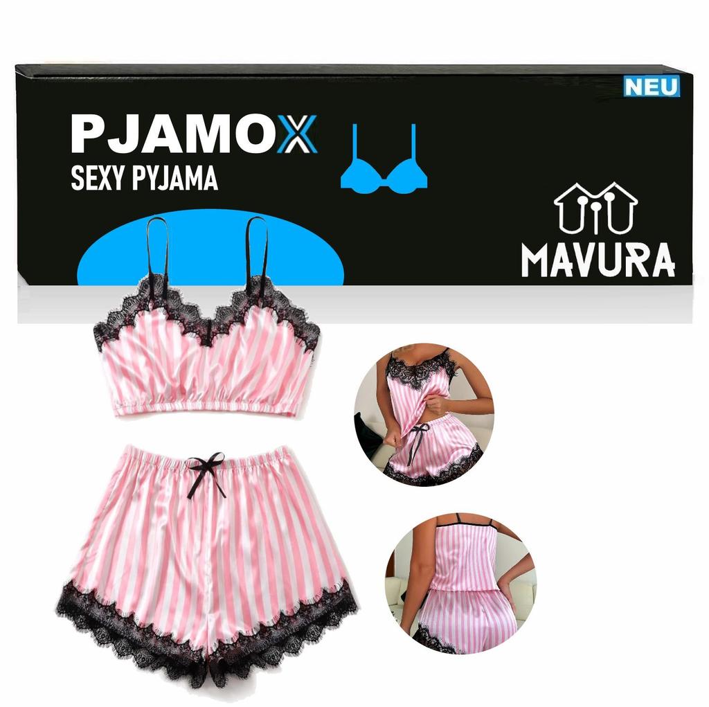 PJAMOX Pyžamový set Dámská noční košilka Sexy pyžamo Růžová noční košile Kalhotky