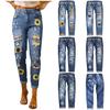 Womens Slim Fit Printed Denim Jeans Straight Leg Casual Daily Wear