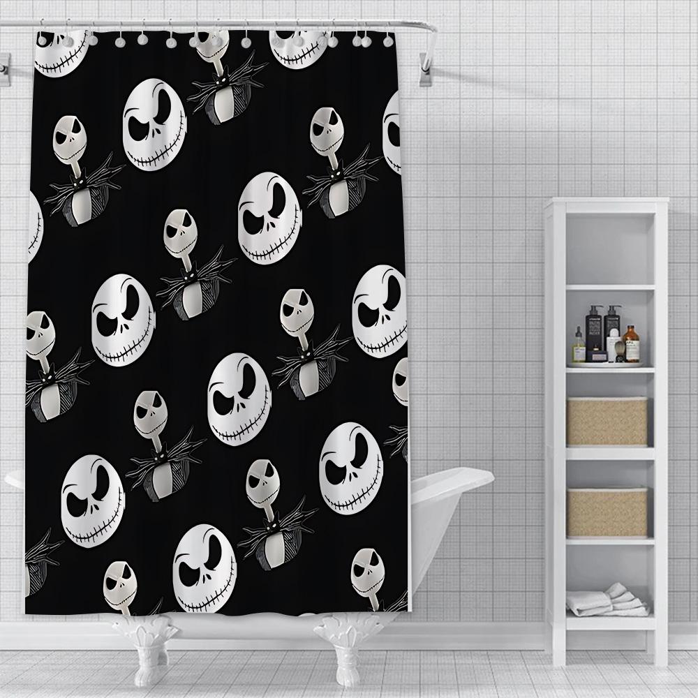 Dusche Jack Skellington Vorhang Wasserdicht Polyester Stoff Farbe Bunt Badezimmervorhänge Haus Badezimmer Dekor Vorhang Mit Haken