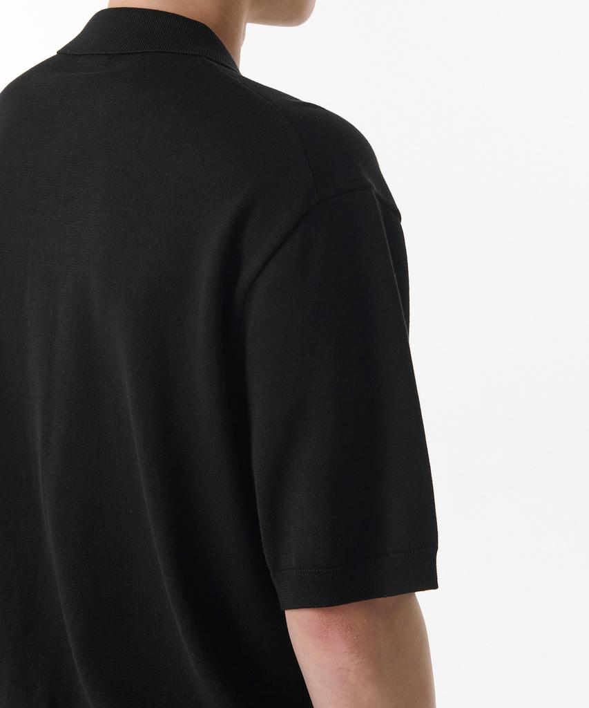 Musinsa Standard Cotton Tencel Collared Short Sleeve Cardigan [Black]