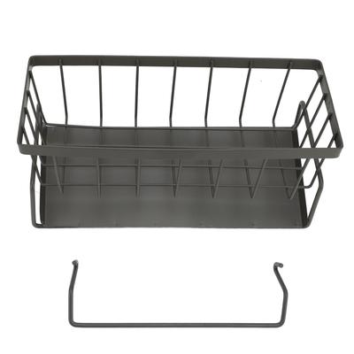 Kitchen Sink Sponge Holder Carbon Steel Multifunctional Soap Dispenser Kitchen Organizer Grey