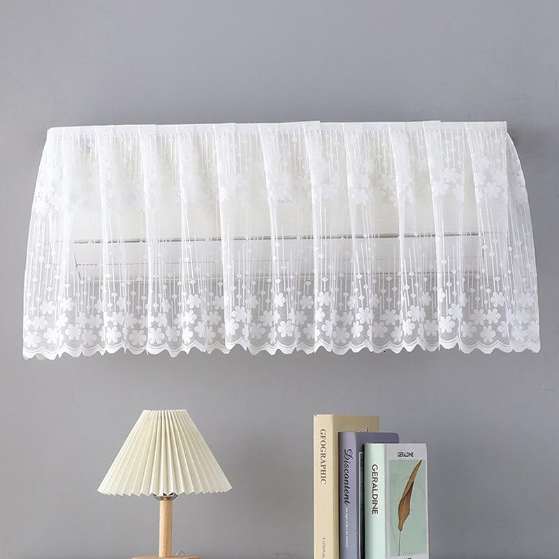 Elegant blondert brodert design Anti-direkte blåsing Klimaanleggtrekk Stoff Veggmontert Støvtett Etui Hjemmedekorasjon