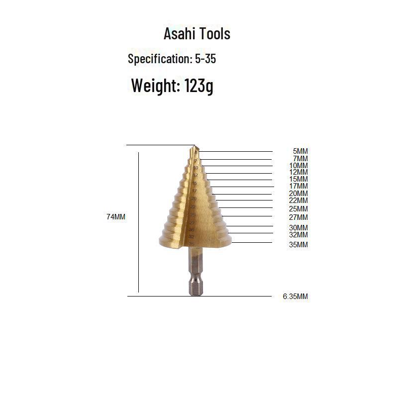 Hexagonal Pagoda Step Drill with Round Handle (5-35mm)