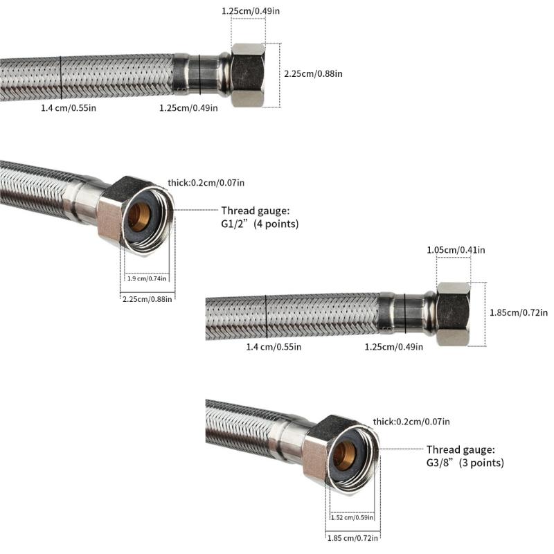 Toilet Connector Braided Stainless Steel Toilet Hose Toilet Water Supply Line 3/8inch To 1/2inch Flexible Toilet Hose