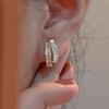 Double Line Shell Pearl Earrings – Gold Tone, From Korea
