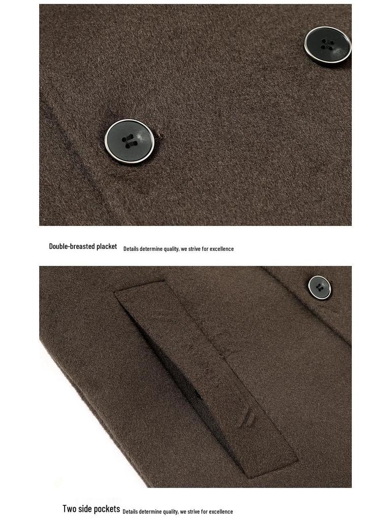 Men's Plus Size Mid-length Down Wool Blend Coat - 2025 Winter Warm Windbreaker with Loose Down Liner