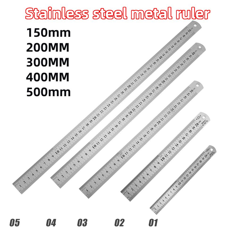 Stainless Steel Metal Straight Ruler Precision Double Sided Precision Measuring Tool Scale Metric Ruler Accessories 15-40cm