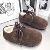 Plush Cotton Shoes Women Snow Boots Suede Fur Slippers Flats Casual Sneaker 2024 Trend Brand Mules Lace Up Warm Fad Winter Botas