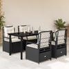 Vidaxl 5-Cz. Garden Furniture Set With Cushions, Black, Poly Rattan